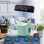 Roomisland Countertop Ice Maker, Portable Ice Machine with Handle, Basket & Scoop, 26Lbs/24H, 9 Bullet Ice Cubes in 6-8 Mins, Auto-Cleaning Silent Ice Maker for Home, Kitchen, RV Camping Outdoor