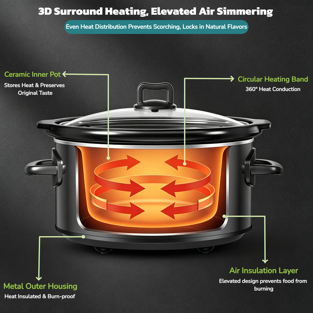 Slow Cooker 6QT with Nonstick Removable Pot, Programmable Digital Crock Pot, 3 Heat Settings & Auto Keep Warm, Dishwasher Safe Stoneware for Soups Stews