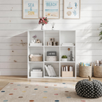 Roomisland 9 Cube Storage Organizer, Wood Bookshelf with Removable Back Panels, Open Cubby Shelf for Home Office Bedroom Living Room, Vertical or Horizontal