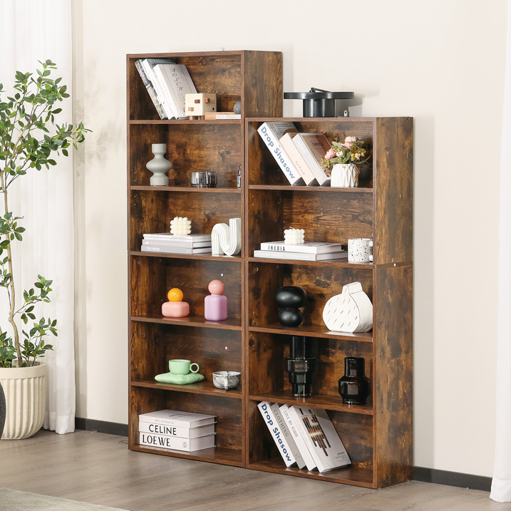 Roomisland 5 Tier Bookshelf, Modern Tall Open Display Bookcase with Reinforced Back & Anti-Tip Kit, Heavy Duty Wood Book Shelves for Home Office Living Room