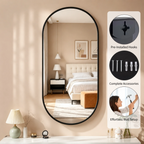 Roomisland Oval Wall Mirror Black 24"x48", Brushed Metal Frame Vanity Mirror, Tempered Glass, Wall Mount Mirror for Bathroom, Bedroom, Entryway, Living Room, Horizontal/Vertical