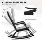 3-PieceOutdoor Rocking Chairs Set for 2 with Thick Cushions and 18-inch Small Round Table, Steel Patio Conversation Set for Backyard, Porch, Deck - Easy Assembly (Black)