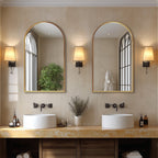 20"x30" Arched Bathroom Mirror, Wall Mounted Vanity Mirror with Metal Frame for Bedroom, Entryway, Living Room, Gold