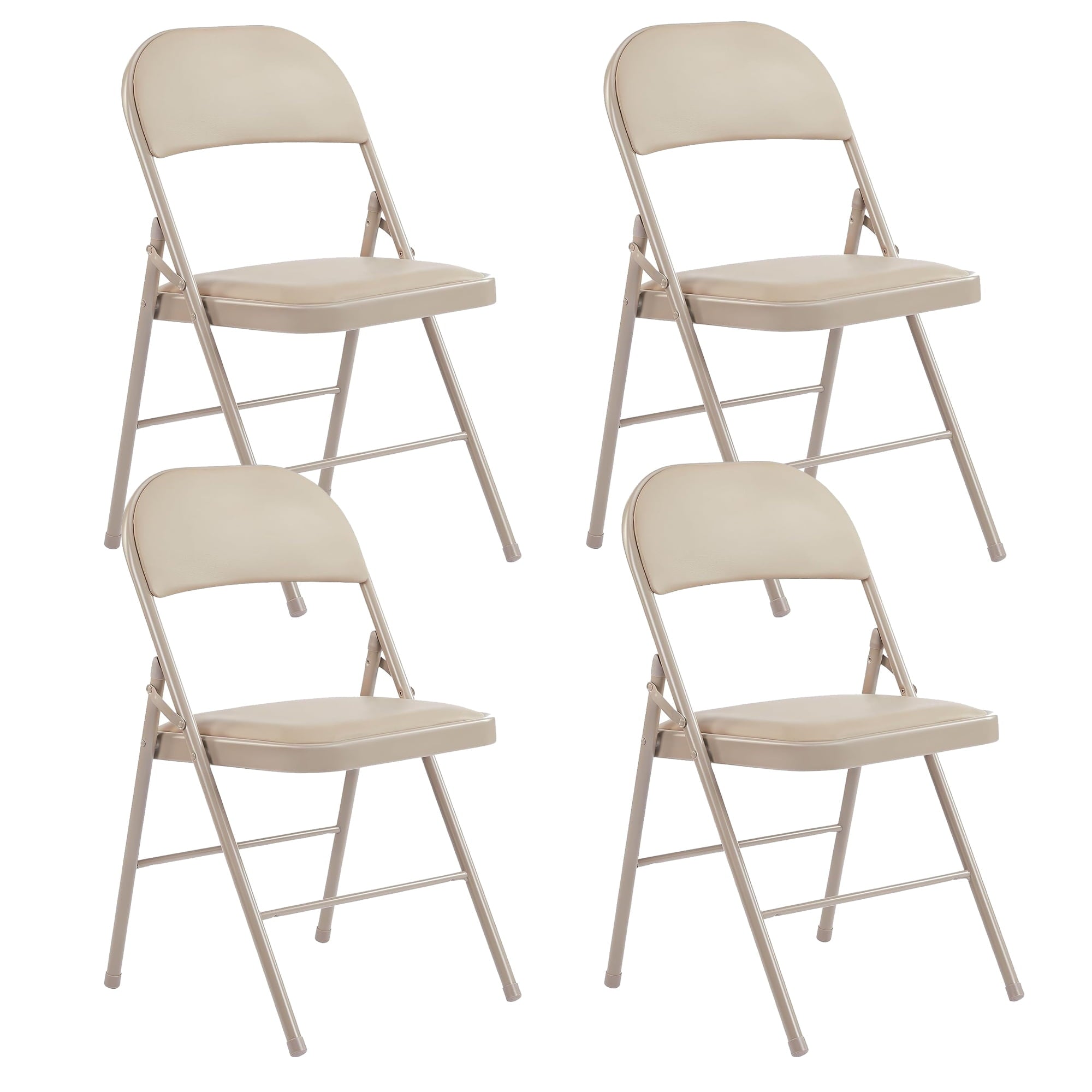 2 Pack Leather Padded Folding Chairs, Indoor Outdoor Stackable Portable Metal Frame Chairs, Comfortable Seating for Home Office Party Events, Black