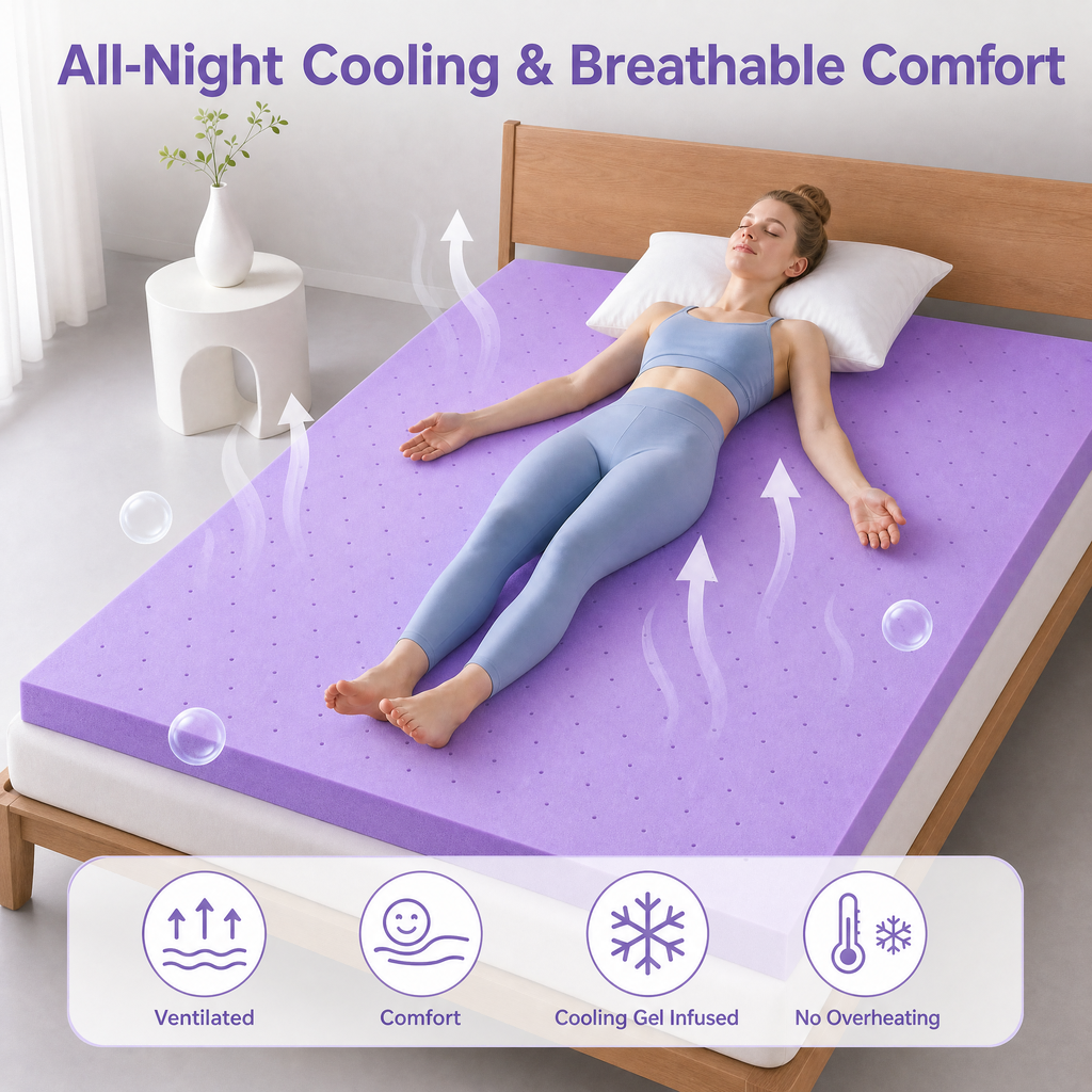2 Inch Gel Memory Foam Mattress Topper Twin, Cooling Ventilated Bed Topper for Pressure Relief, Breathable Soft Pad, CertiPUR-US Certified