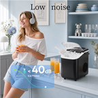 Roomisland Countertop Ice Maker, Portable Ice Machine with Handle, Basket & Scoop, 26Lbs/24H, 9 Bullet Ice Cubes in 6-8 Mins, Auto-Cleaning Silent Ice Maker for Home, Kitchen, RV Camping Outdoor