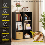 Roomisland 6 Cube Storage Organizer, Wood Bookshelf with Removable Back Panels, Open Cubby Shelf for Home Office Bedroom Living Room, Vertical or Horizontal