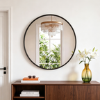 Round Bathroom Mirror, 24 Inch Large Circle Vanity Mirror with Anti-Rust Aluminum Frame, Modern Wall Mounted Mirror for Bedroom, Living Room, Wall Decor