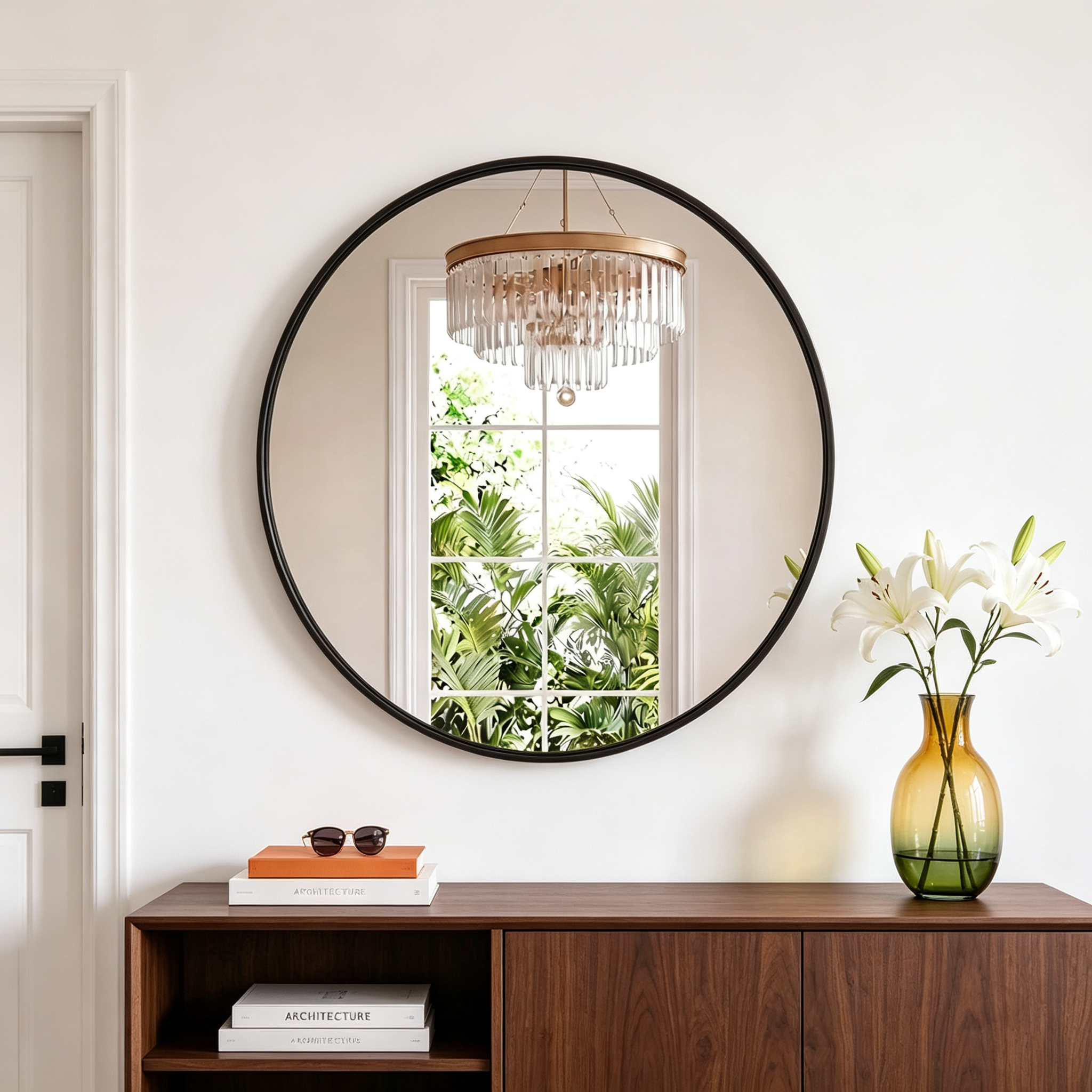 Round Bathroom Mirror, 24 Inch Large Circle Vanity Mirror with Anti-Rust Aluminum Frame, Modern Wall Mounted Mirror for Bedroom, Living Room, Wall Decor