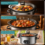 Slow Cooker 6QT with Nonstick Removable Pot, Programmable Digital Crock Pot, 3 Heat Settings & Auto Keep Warm, Dishwasher Safe Stoneware for Soups Stews
