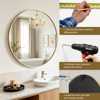 Round Bathroom Mirror, 24 Inch Large Circle Vanity Mirror with Anti-Rust Aluminum Frame, Modern Wall Mounted Mirror for Bedroom, Living Room, Wall Decor