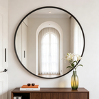 Round Bathroom Mirror, 30 Inch Large Circle Vanity Mirror with Anti-Rust Aluminum Frame, Modern Wall Mounted Mirror for Bedroom, Living Room, Wall Decor