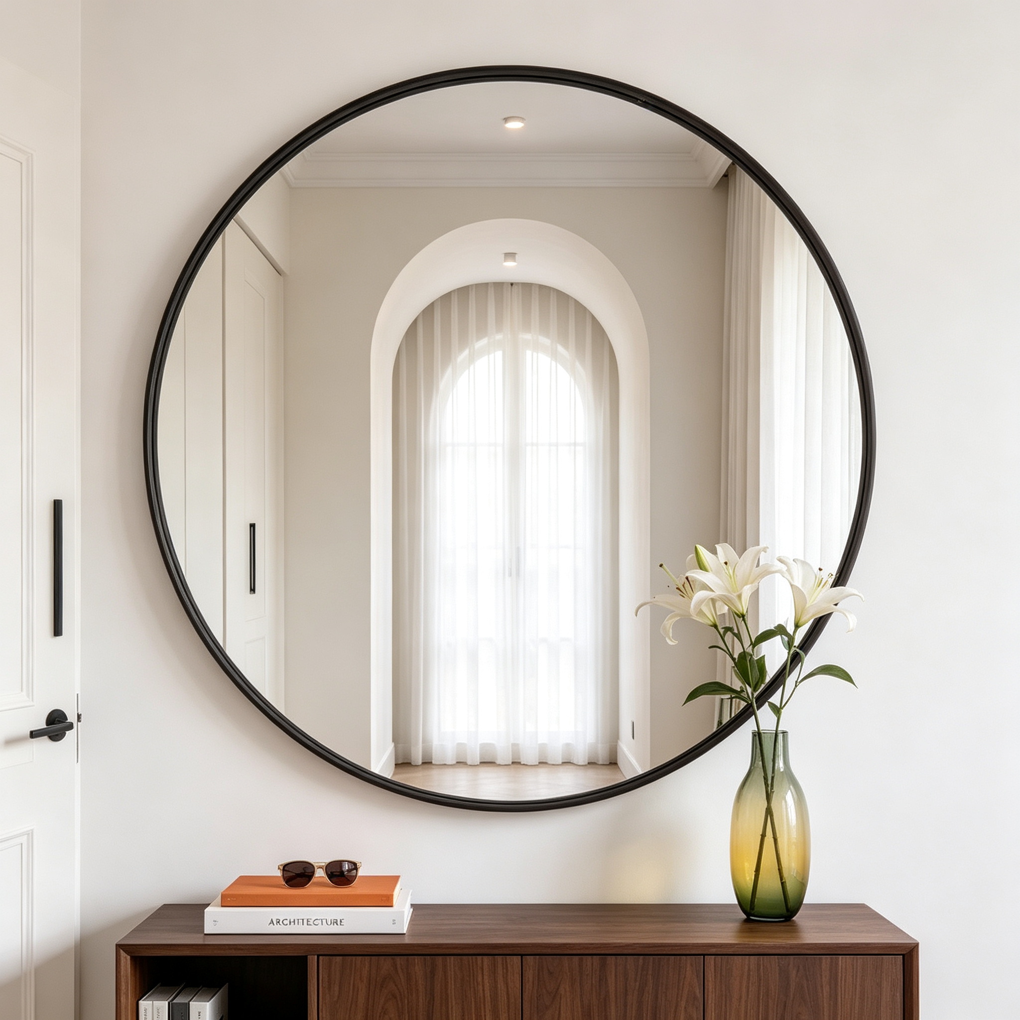 Round Bathroom Mirror, 30 Inch Large Circle Vanity Mirror with Anti-Rust Aluminum Frame, Modern Wall Mounted Mirror for Bedroom, Living Room, Wall Decor