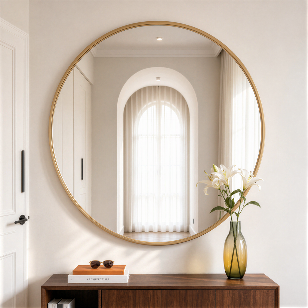 Round Bathroom Mirror, 30 Inch Large Circle Vanity Mirror with Anti-Rust Aluminum Frame, Modern Wall Mounted Mirror for Bedroom, Living Room, Wall Decor