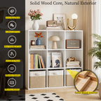 Roomisland 9 Cube Storage Organizer, Wood Bookshelf with Removable Back Panels, Open Cubby Shelf for Home Office Bedroom Living Room, Vertical or Horizontal