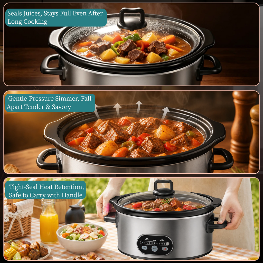 Slow Cooker 6QT with Nonstick Removable Pot, Programmable Digital Crock Pot, 3 Heat Settings & Auto Keep Warm, Dishwasher Safe Stoneware for Soups Stews