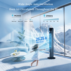 Roomisland 36" Quiet Tower Fan, Standing Bladeless Floor Fan with 60° Oscillation, 25ft Air Delivery, LED Display, 12 Hour Timer, 5 Speed 4 Mode Cooling Fan with Remote