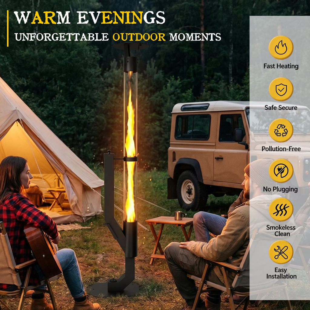ROOMISLAND 61 Inch Smokeless Pellet Stove for Outdoor Use, Portable Wood Pellet Fire Pit with Viewing Window, Pellet Heater for Patio Backyard Bonfire Camping Beach Garden