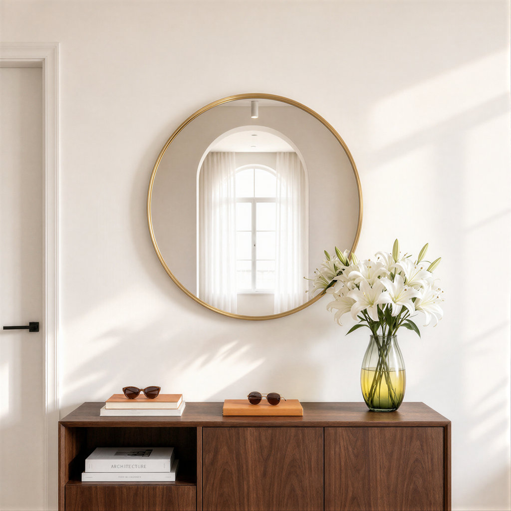 Round Bathroom Mirror, 20 Inch Large Circle Vanity Mirror with Anti-Rust Aluminum Frame, Modern Wall Mounted Mirror for Bedroom, Living Room, Wall Decor