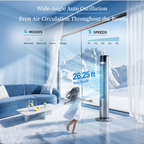 Roomisland 36" Quiet Tower Fan, Standing Bladeless Floor Fan with 60° Oscillation, 25ft Air Delivery, LED Display, 12 Hour Timer, 5 Speed 4 Mode Cooling Fan with Remote