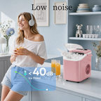 Roomisland Countertop Ice Maker, Portable Ice Machine with Handle, Basket & Scoop, 26Lbs/24H, 9 Bullet Ice Cubes in 6-8 Mins, Auto-Cleaning Silent Ice Maker for Home, Kitchen, RV Camping Outdoor