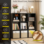 Roomisland 9 Cube Storage Organizer, Wood Bookshelf with Removable Back Panels, Open Cubby Shelf for Home Office Bedroom Living Room, Vertical or Horizontal