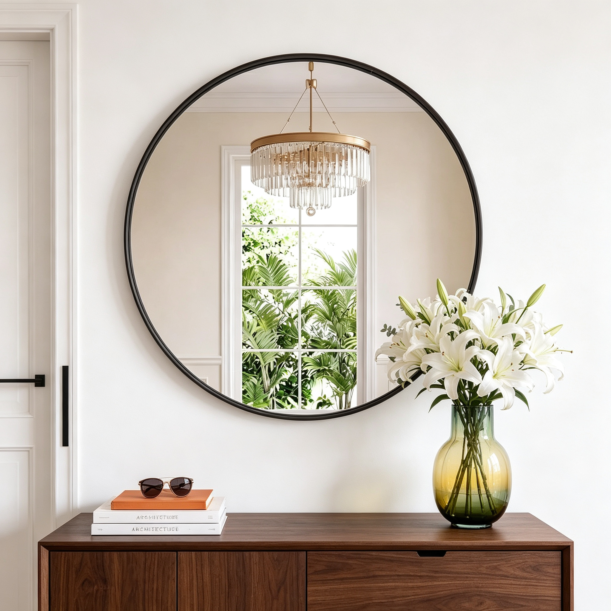Round Bathroom Mirror, 28 Inch Large Circle Vanity Mirror with Anti-Rust Aluminum Frame, Modern Wall Mounted Mirror for Bedroom, Living Room, Wall Decor
