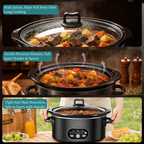 Slow Cooker 6QT with Nonstick Removable Pot, Programmable Digital Crock Pot, 3 Heat Settings & Auto Keep Warm, Dishwasher Safe Stoneware for Soups Stews