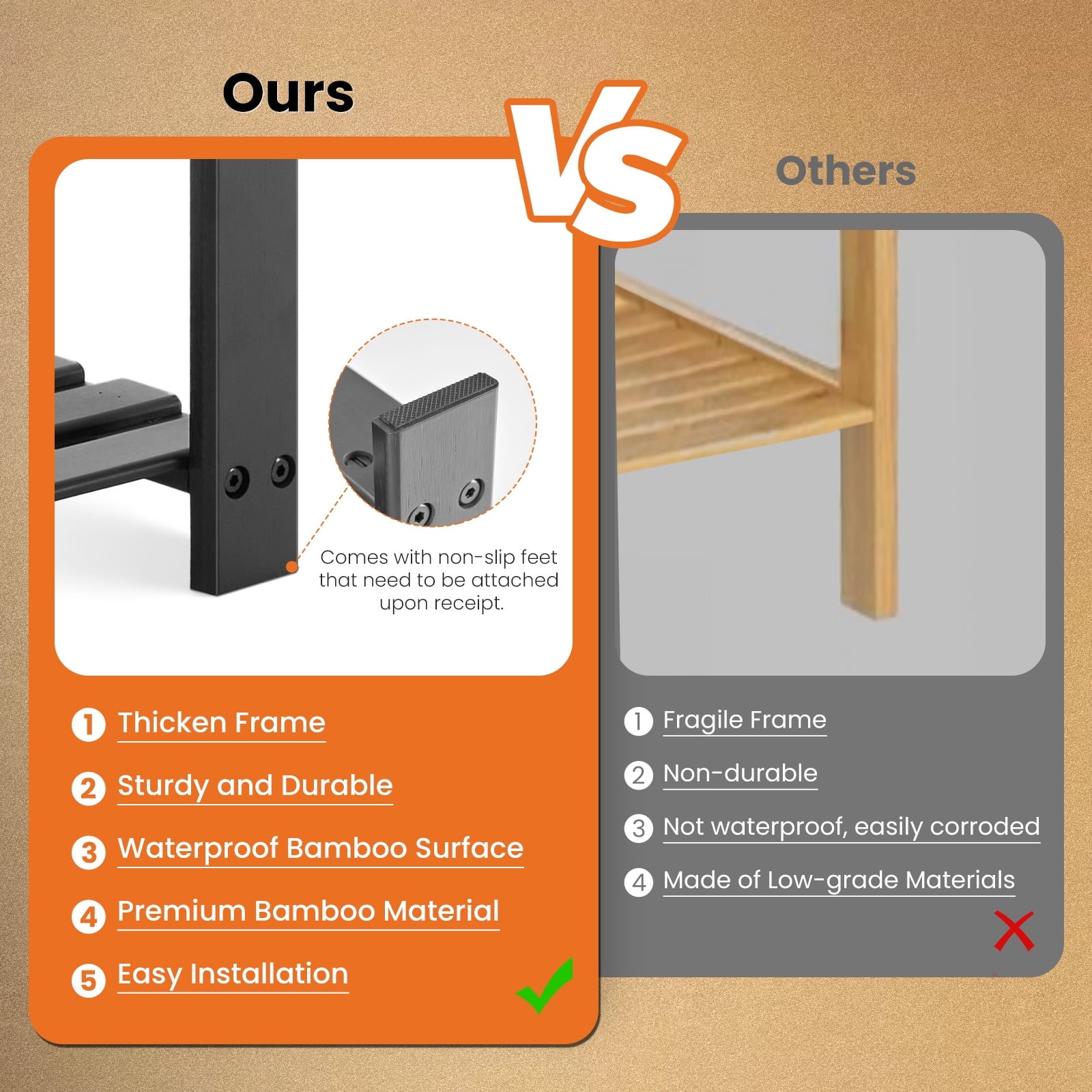 Shoe Rack Bench, 3-Tier Bamboo Shoe Storage Organizer, Entryway Bench, Holds Up to 300 lb, 27.6*11.2*17.9 Inches, for Entryway Bathroom Bedroom-Brown