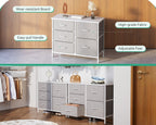5 Drawer Fabric Dresser for Bedroom and Living Room, Chest of Drawer Organizer Storage Cabinet for Closet, Entryway, Grey