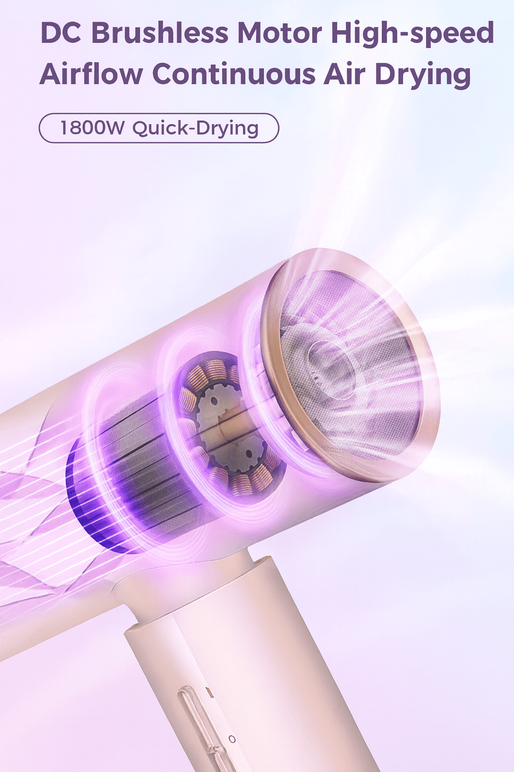 High Speed Hair Dryer with 200 Million Negative Ions, Magnetic Nozzle, Cold Air & Argan Oil Coating, Lightweight Professional Blow Dryer for Fast Drying, Frizz Control, Home Salon Use