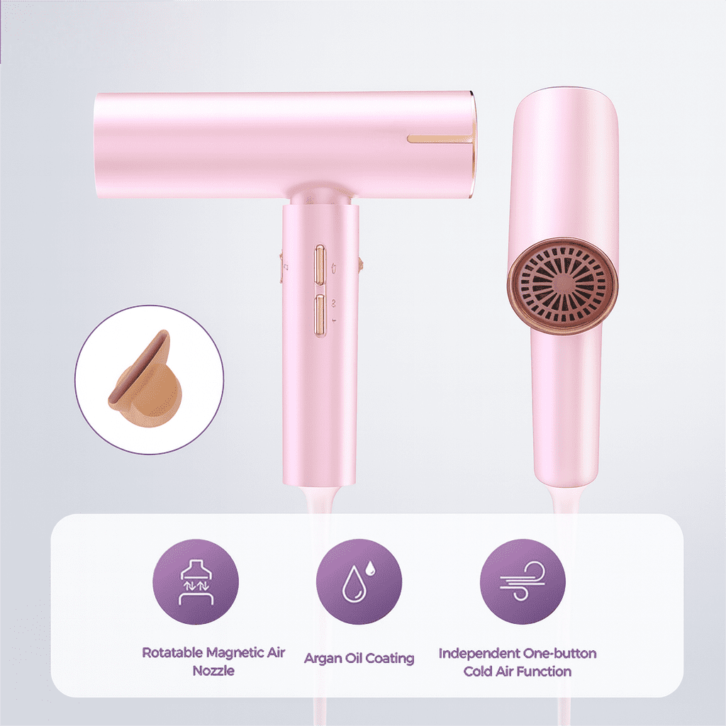 High Speed Hair Dryer with 200 Million Negative Ions, Magnetic Nozzle, Cold Air & Argan Oil Coating, Lightweight Professional Blow Dryer for Fast Drying, Frizz Control, Home Salon Use