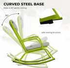 3-PieceOutdoor Rocking Chairs Set for 2 with Thick Cushions and 18-inch Small Round Table, Steel Patio Conversation Set for Backyard, Porch, Deck - Easy Assembly Lime Green