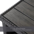 Outdoor Waterproof Wicker Storage Cabinet, 2-Door Buffet Sideboard with Shelves, Rust-Proof Steel Frame, Patio Bar Table for Garden/Kitchen