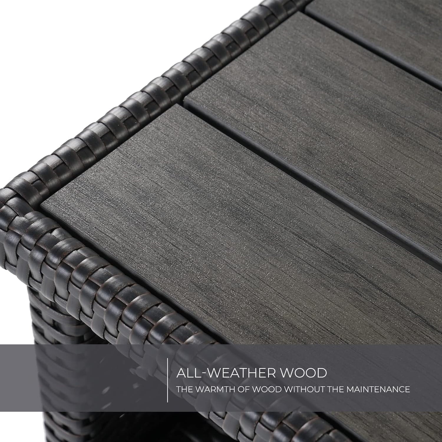 Outdoor Waterproof Wicker Storage Cabinet, 2-Door Buffet Sideboard with Shelves, Rust-Proof Steel Frame, Patio Bar Table for Garden/Kitchen