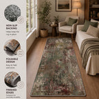 Roomisland 3x6ft Kitchen Runner Rug Washable, Non Slip Hallway Floor Mat for Entryway Laundry, Low Profile Rugs Carpet with Rubber Backing for Indoor Bedroom Kitchen Living Room