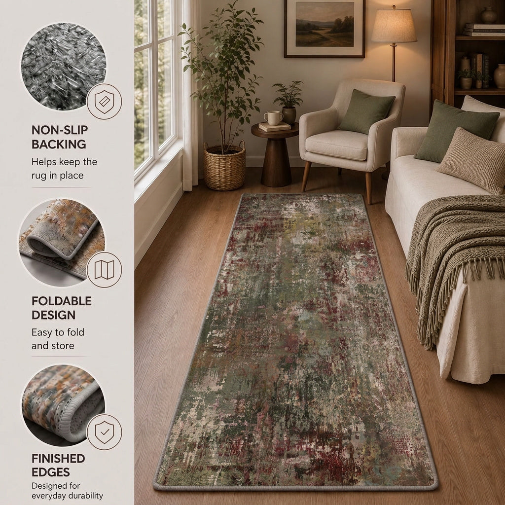 Roomisland 3x7ft Kitchen Runner Rug Washable, Non Slip Hallway Floor Mat for Entryway Laundry, Low Profile Rugs Carpet with Rubber Backing for Indoor Bedroom Kitchen Living Room