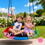40 Inch Saucer Tree Swing, Heavy Duty Round Swing Seat for Kids & Adults, Adjustable Ropes, Waterproof Outdoor Backyard Playground