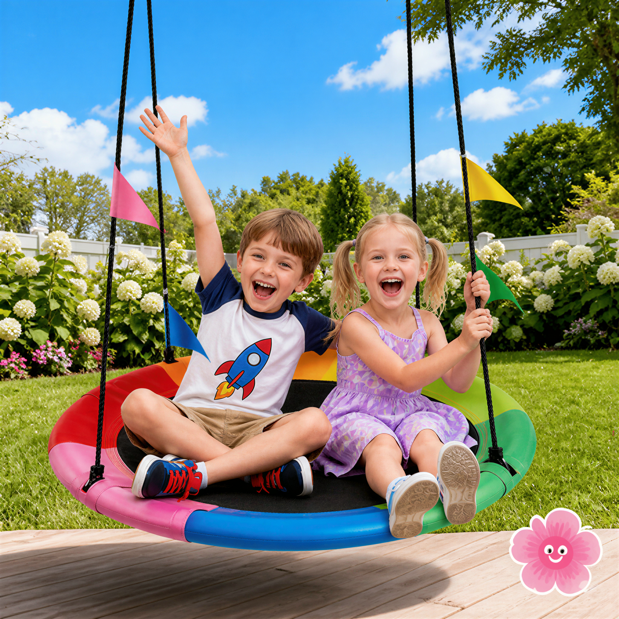 40 Inch Saucer Tree Swing, Heavy Duty Round Swing Seat for Kids & Adults, Adjustable Ropes, Waterproof Outdoor Backyard Playground