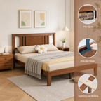 Roomisland Full Size Platform Bed Frame with Headboard, 12 Inch Heavy Duty Wooden Bed Frame, No Box Spring Needed, Under Bed Storage, Easy Assembly, Walnut