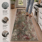 Roomisland 2x6ft Kitchen Runner Rug Washable, Non Slip Hallway Floor Mat for Entryway Laundry, Low Profile Rugs Carpet with Rubber Backing for Indoor Bedroom Kitchen Living Room