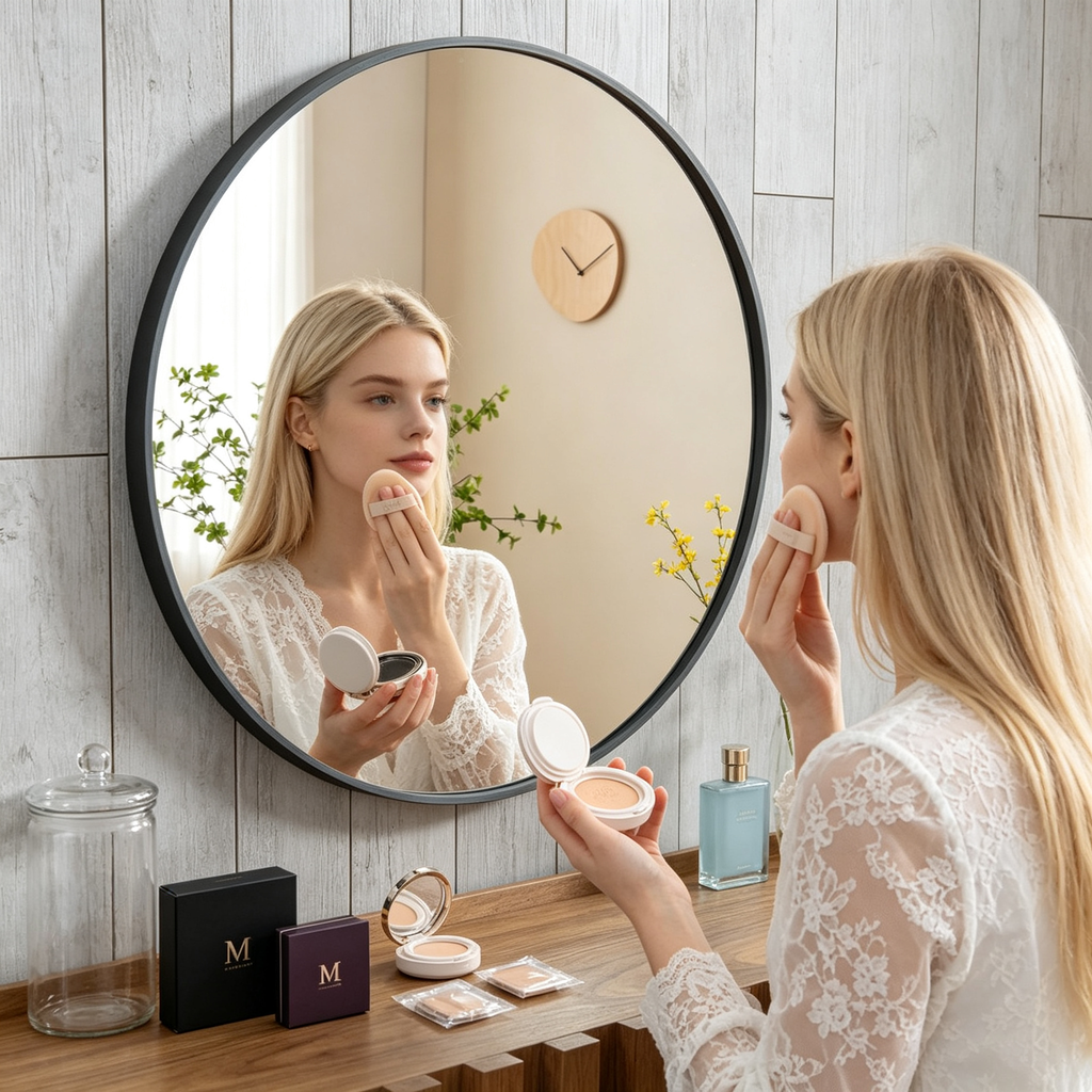 Round Bathroom Mirror, 24 Inch Large Circle Vanity Mirror with Anti-Rust Aluminum Frame, Modern Wall Mounted Mirror for Bedroom, Living Room, Wall Decor