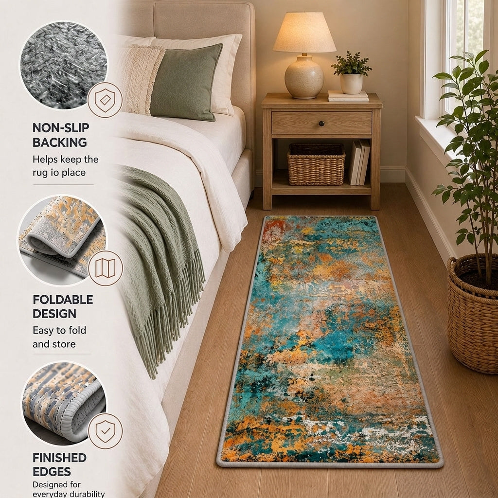 Roomisland 2x4ft Kitchen Runner Rug Washable, Non Slip Hallway Floor Mat for Entryway Laundry, Low Profile Rugs Carpet with Rubber Backing for Indoor Bedroom Kitchen Living Room