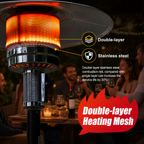 Roomisland 48000 BTU Outdoor Propane Heater with Round Table Design, Weighted Patio Heater on Wheels, Double-Layer Stainless Burner, Windproof Auto-Off for Backyard Deck Garden