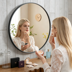 Round Bathroom Mirror, 20 Inch Large Circle Vanity Mirror with Anti-Rust Aluminum Frame, Modern Wall Mounted Mirror for Bedroom, Living Room, Wall Decor