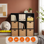 Roomisland 9 Cube Storage Organizer, Wood Bookshelf with Removable Back Panels, Open Cubby Shelf for Home Office Bedroom Living Room, Vertical or Horizontal