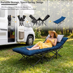 Roomisland Folding Camping Cot 500lbs Capacity, Portable Folding Bed, Rollaway Bed with 3.5'' Mattress for Adults Indoor Outdoor, Quick Setup Compact Storage