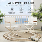 Extra-Wide 2-Pack Directors Chairs, Outdoor Folding Chairs with UV-Resistant Mesh Sling for Camping, Patio, Poolside, Apricot