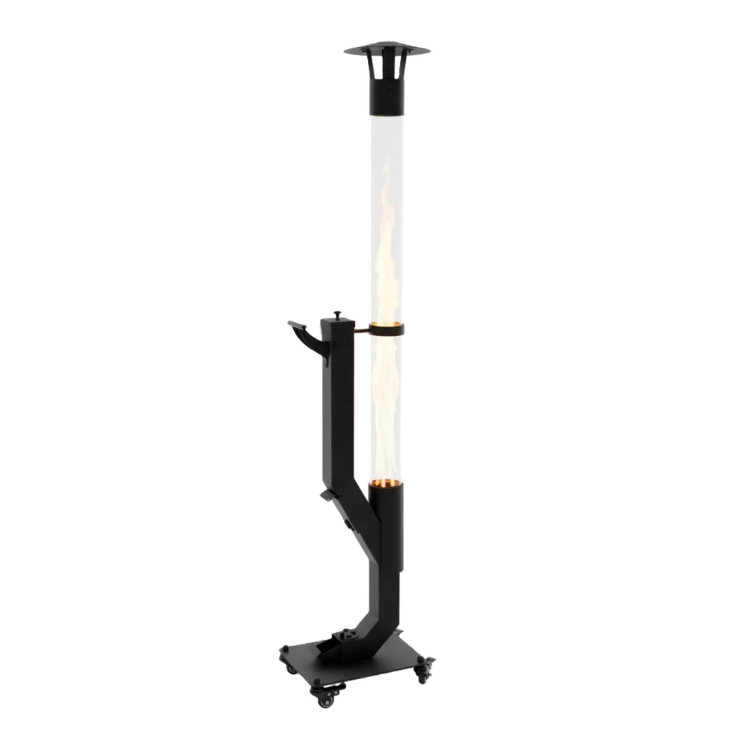 Nygira Portable Wood Pellet Heater with Wheels, Pellet Fire Pit with Rain Cap for Patio, Backyard, Evenings, Matte Black，PH08P