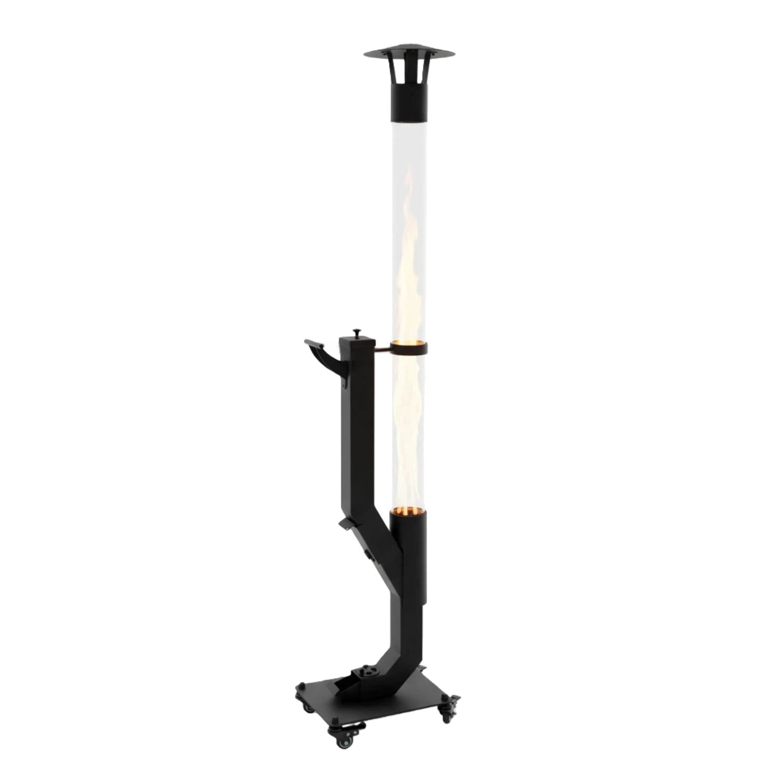 Nygira Portable Wood Pellet Heater with Wheels, Pellet Fire Pit with Rain Cap for Patio, Backyard, Evenings, Matte Black，PH08P